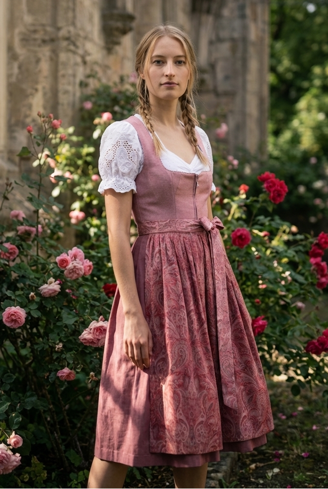 Berwin Long Dirndl 2pcs. 70cm "Lilli" pink