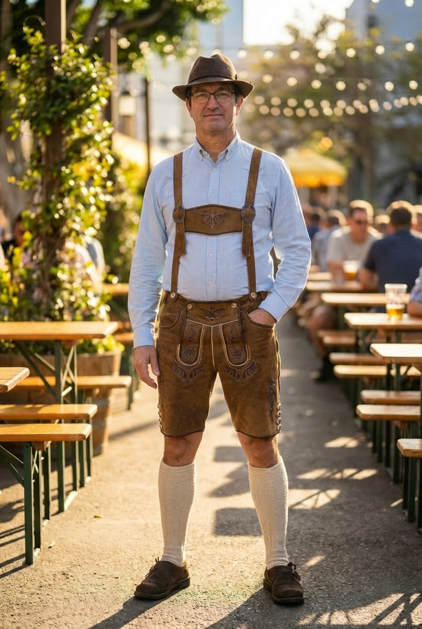 Men's Lederhosen "TradKraft" H-Straps brown (sizes 62,64,66)