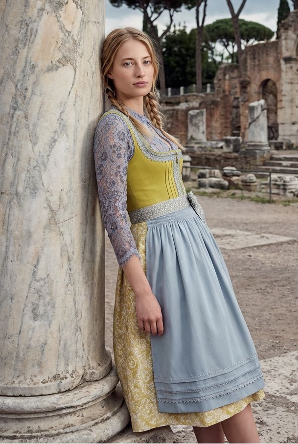 Kruger Long Dirndl 2pcs. 70cm "Eltje" yellow