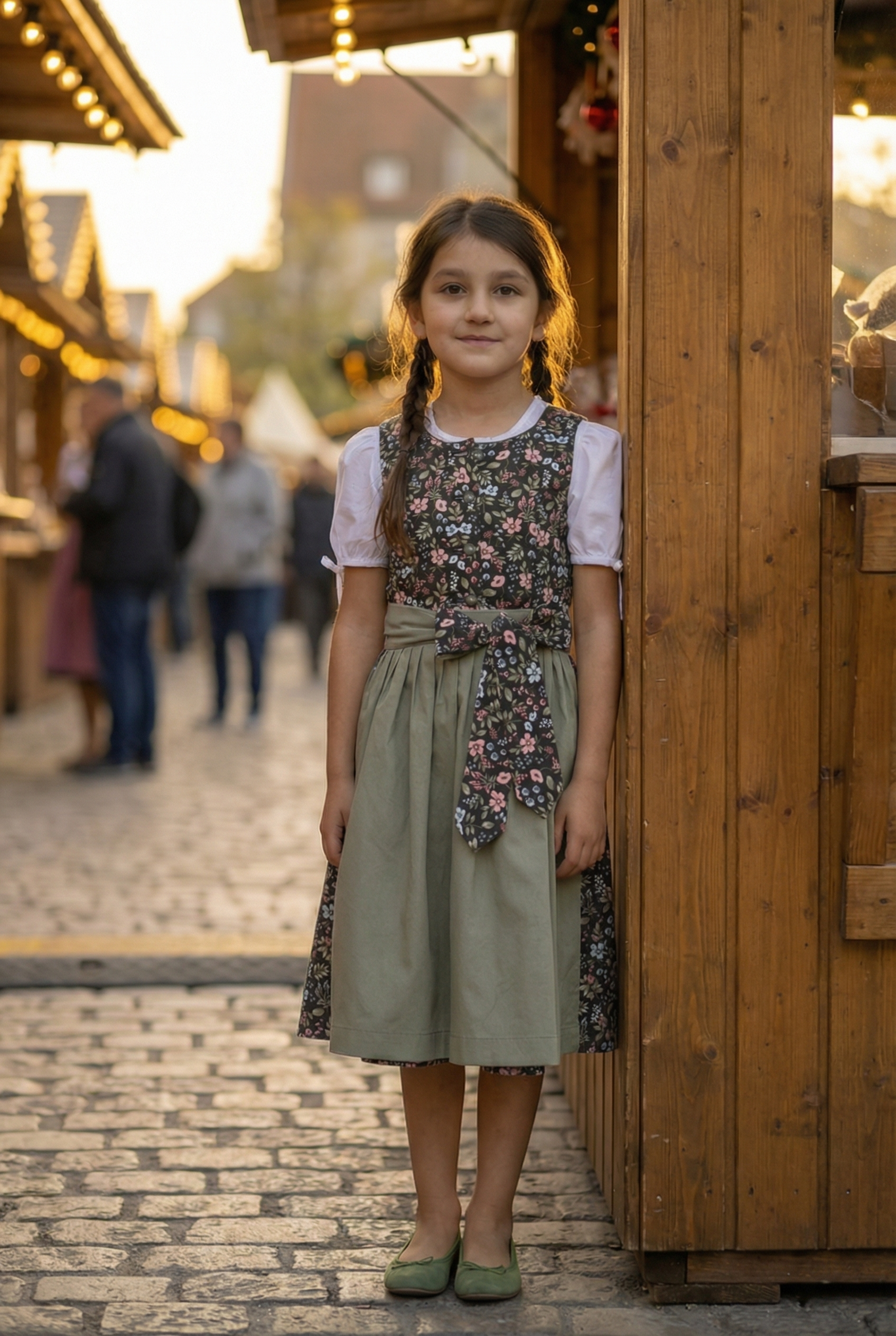 Barwolf Girls Dirndl 3 pcs. "Jule" floral green