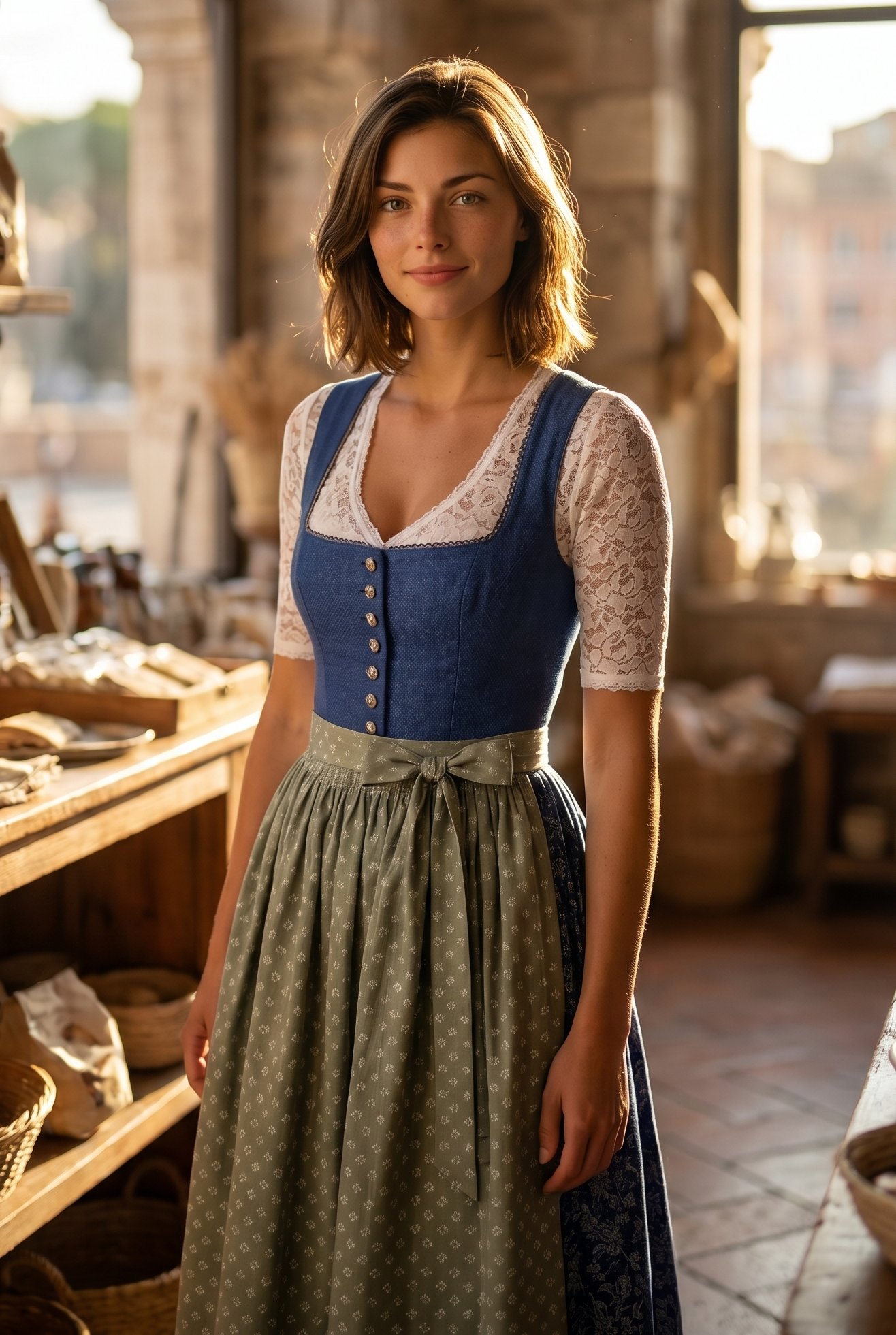 Berwin Long Dirndl 2pcs. 75cm 'Maren' navy