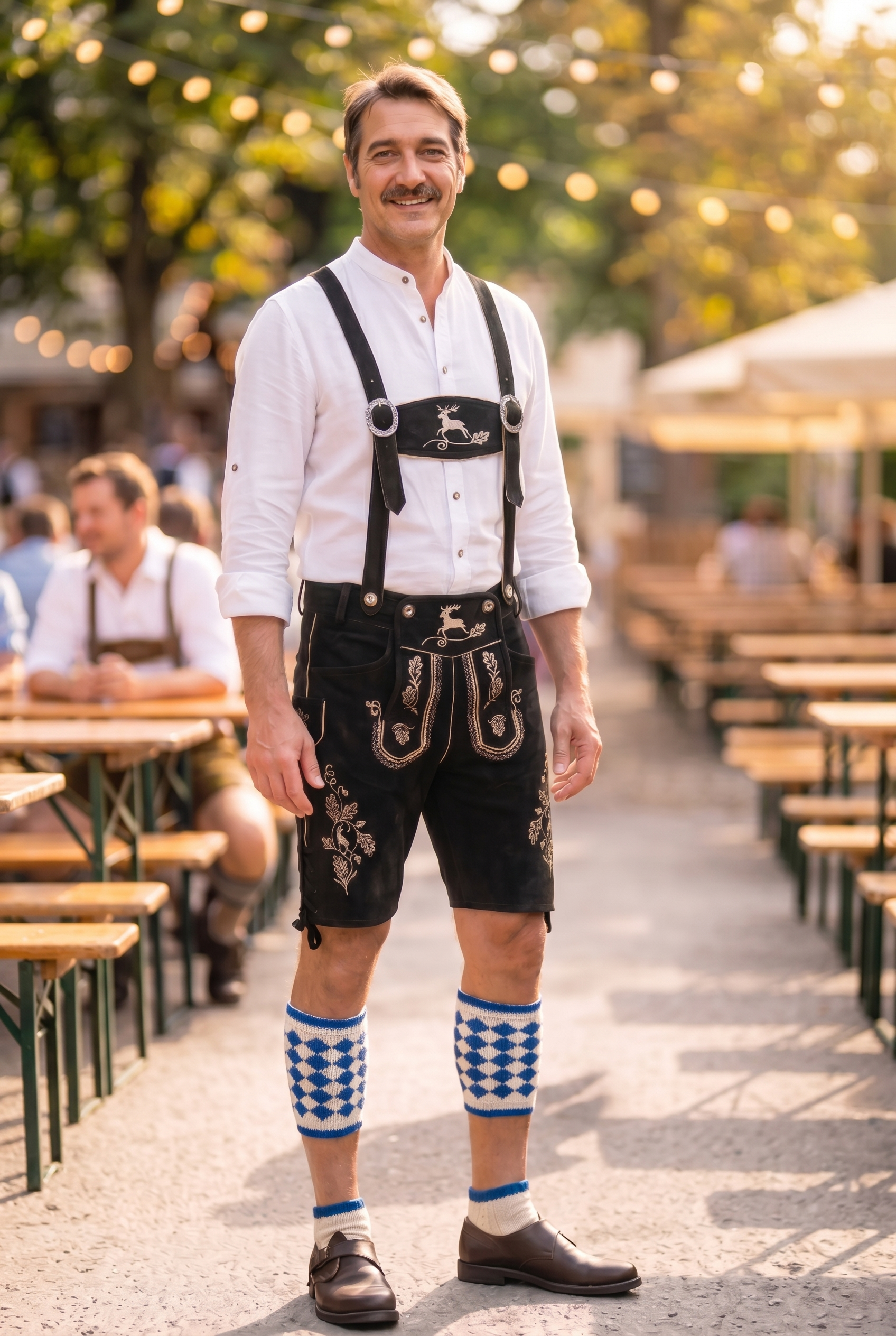 Men's Lederhosen "Vogtland" H-Straps Black