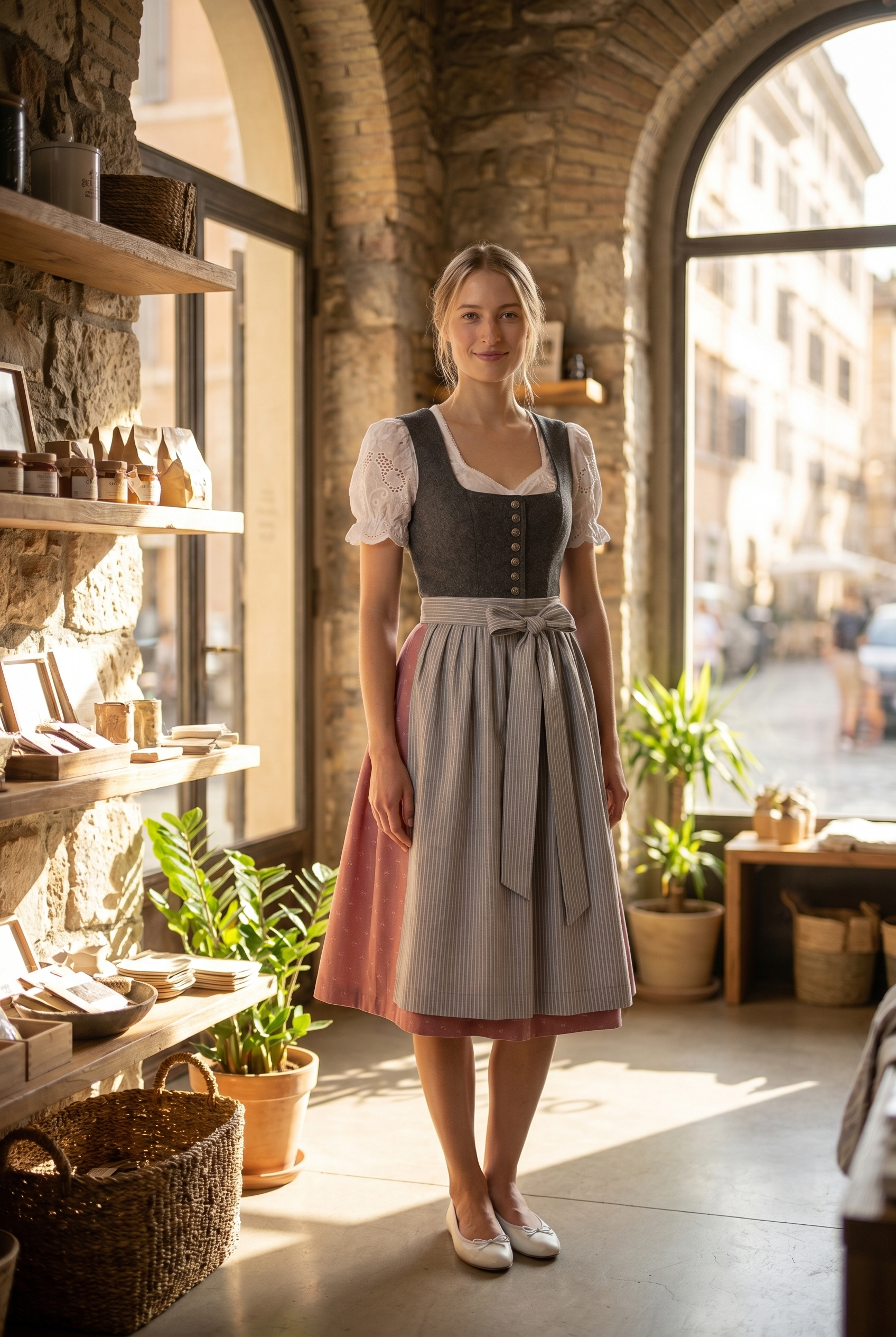 Berwin Long Dirndl 2pcs. 75cm 'Marlene' anthracite