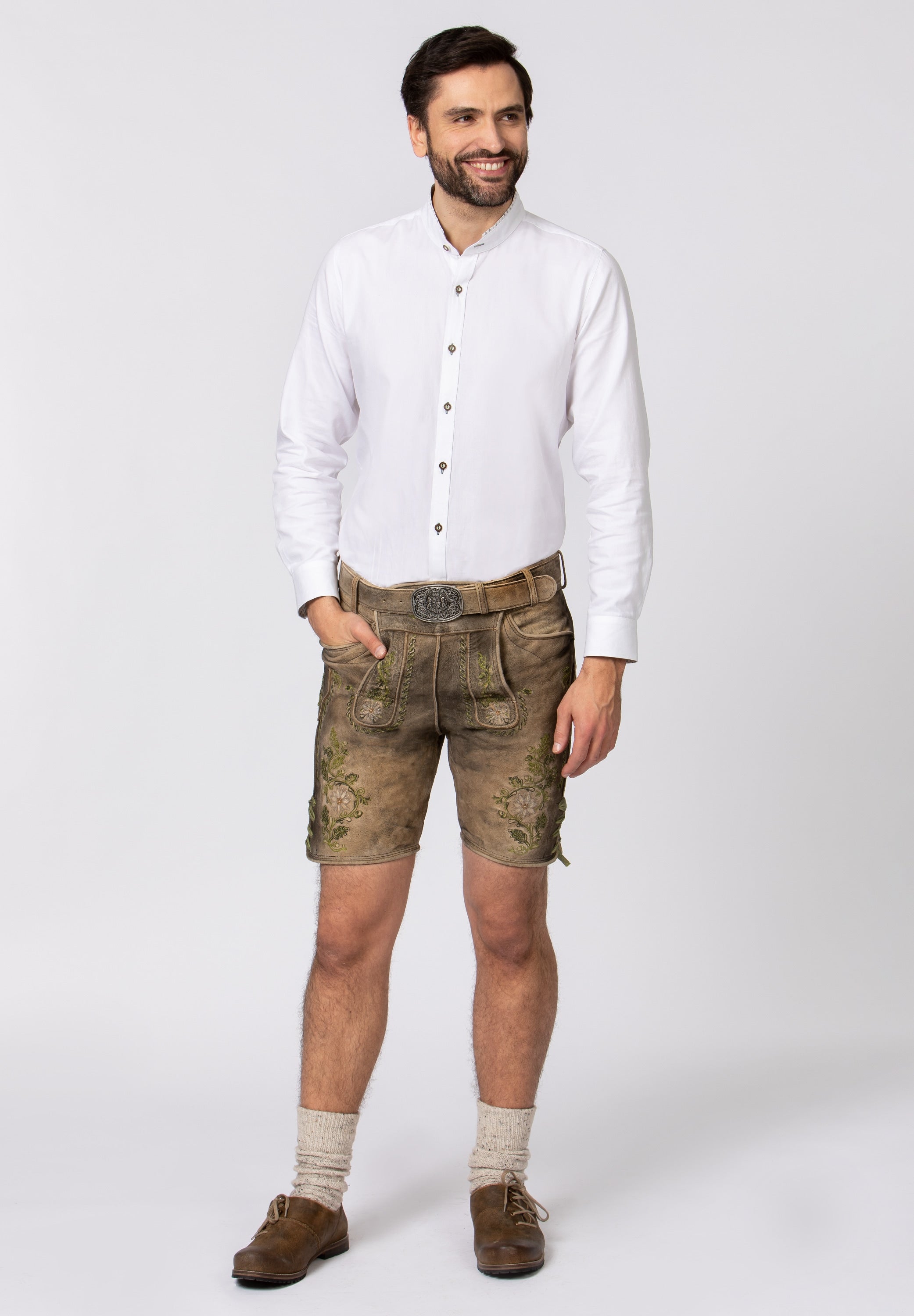 Men's Organic Lederhosen "Franz" with Belt Uroid-(green 50) closeout