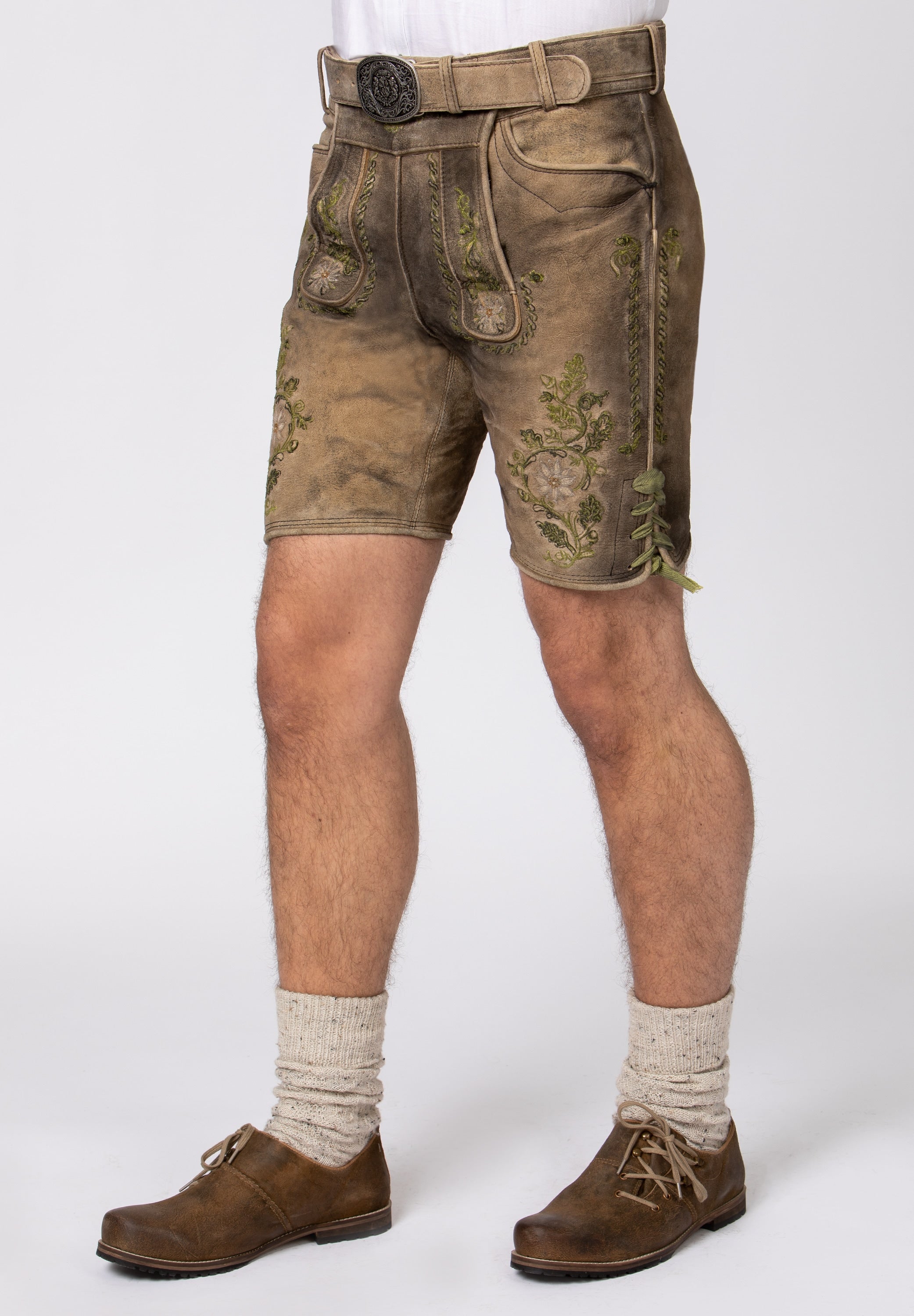 Men's Organic Lederhosen "Franz" with Belt Uroid-(green 50) closeout