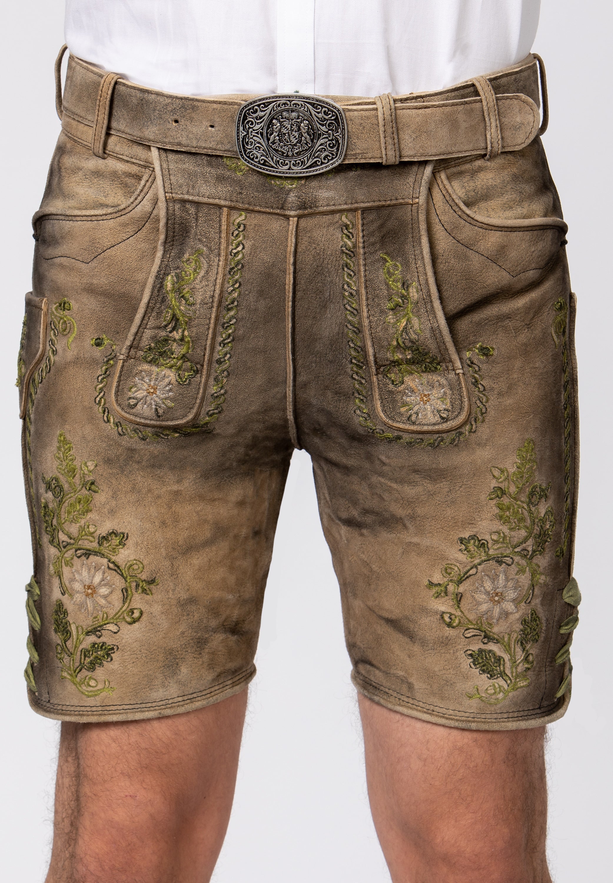 Men's Organic Lederhosen "Franz" with Belt Uroid-(green 50) closeout