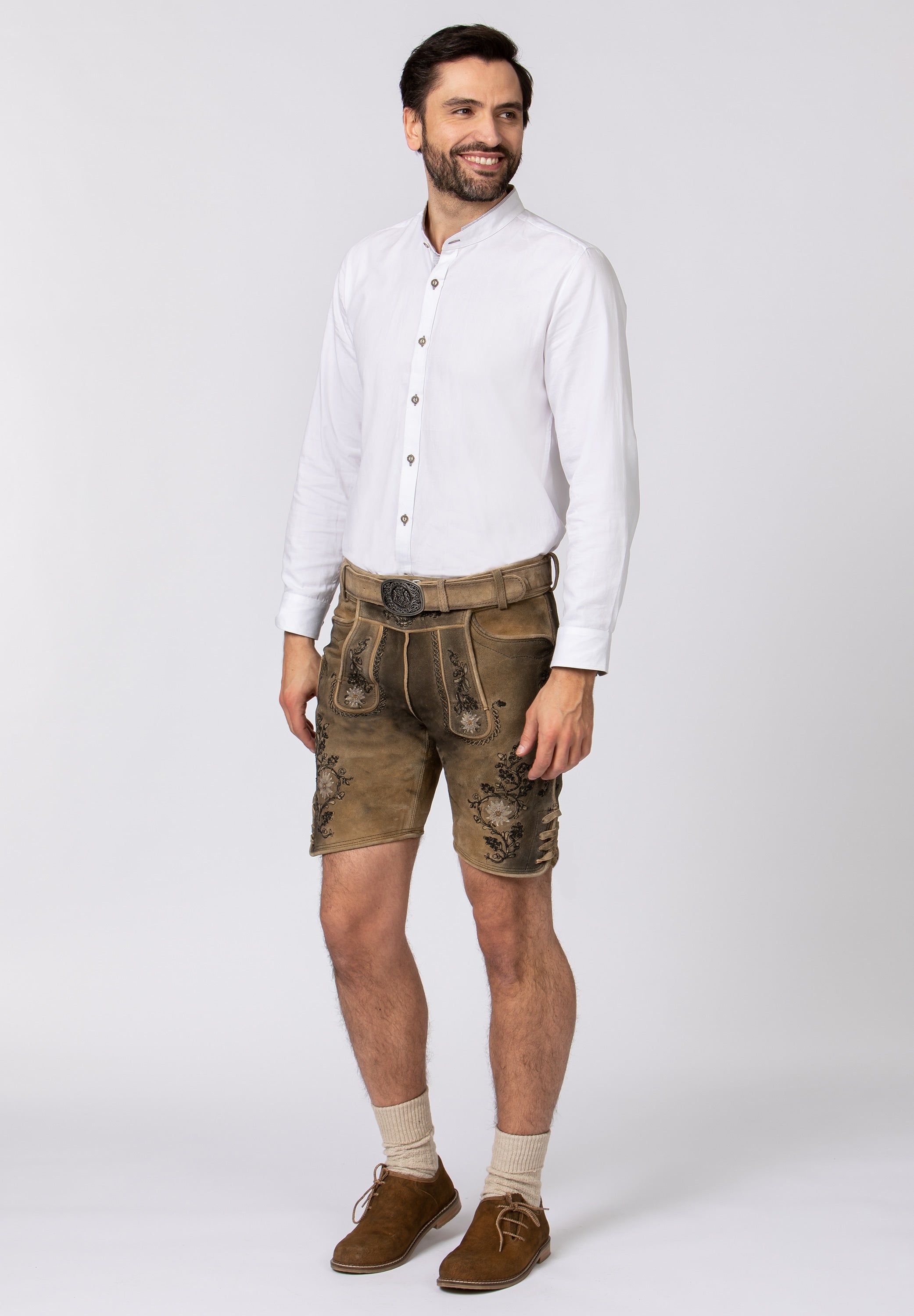 Men's Organic Lederhosen "Franz" with Belt Uroid-(green 50) closeout