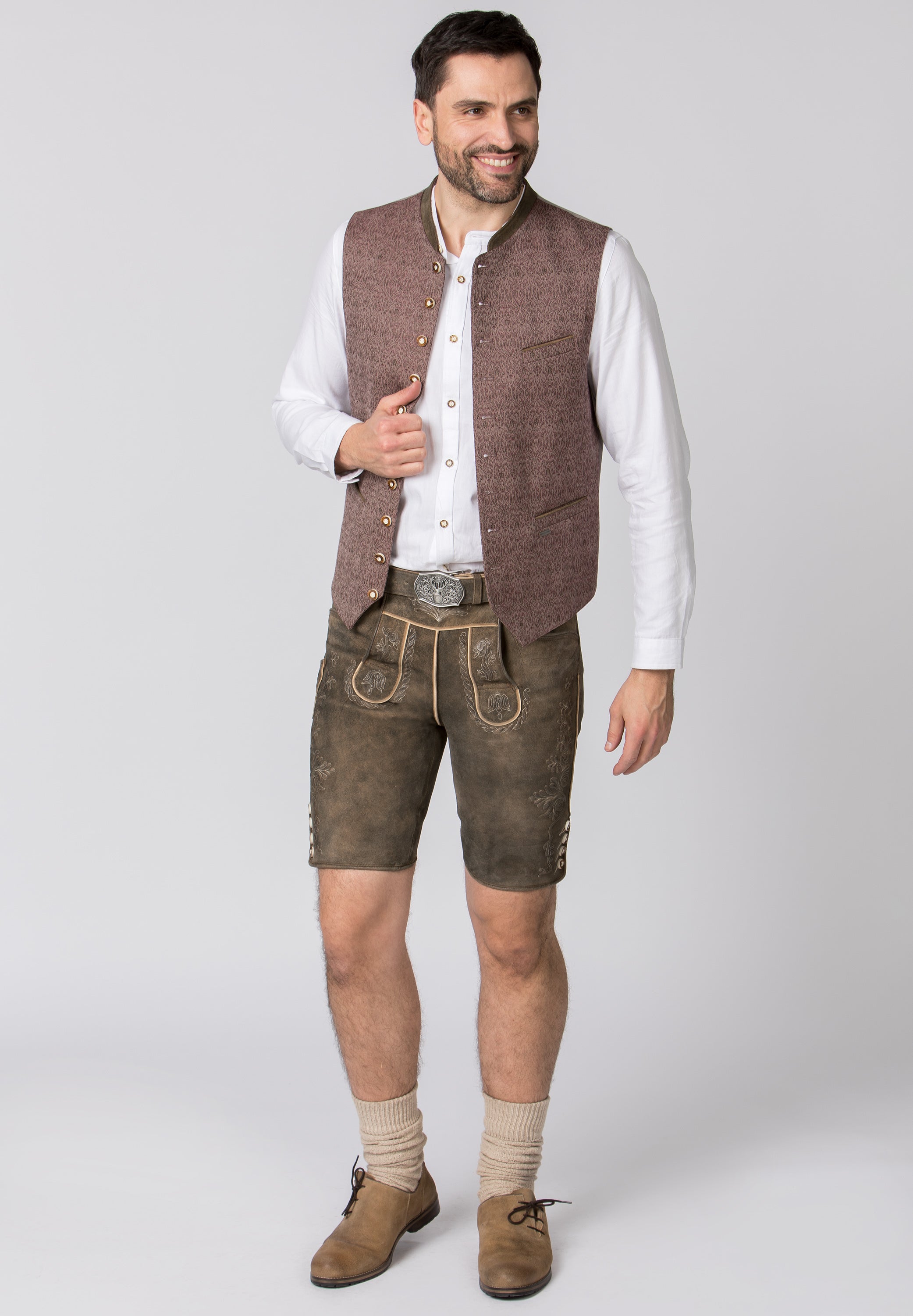 Men's Lederhosen "Oliver" with Belt Pebble Speckled (52) closeout