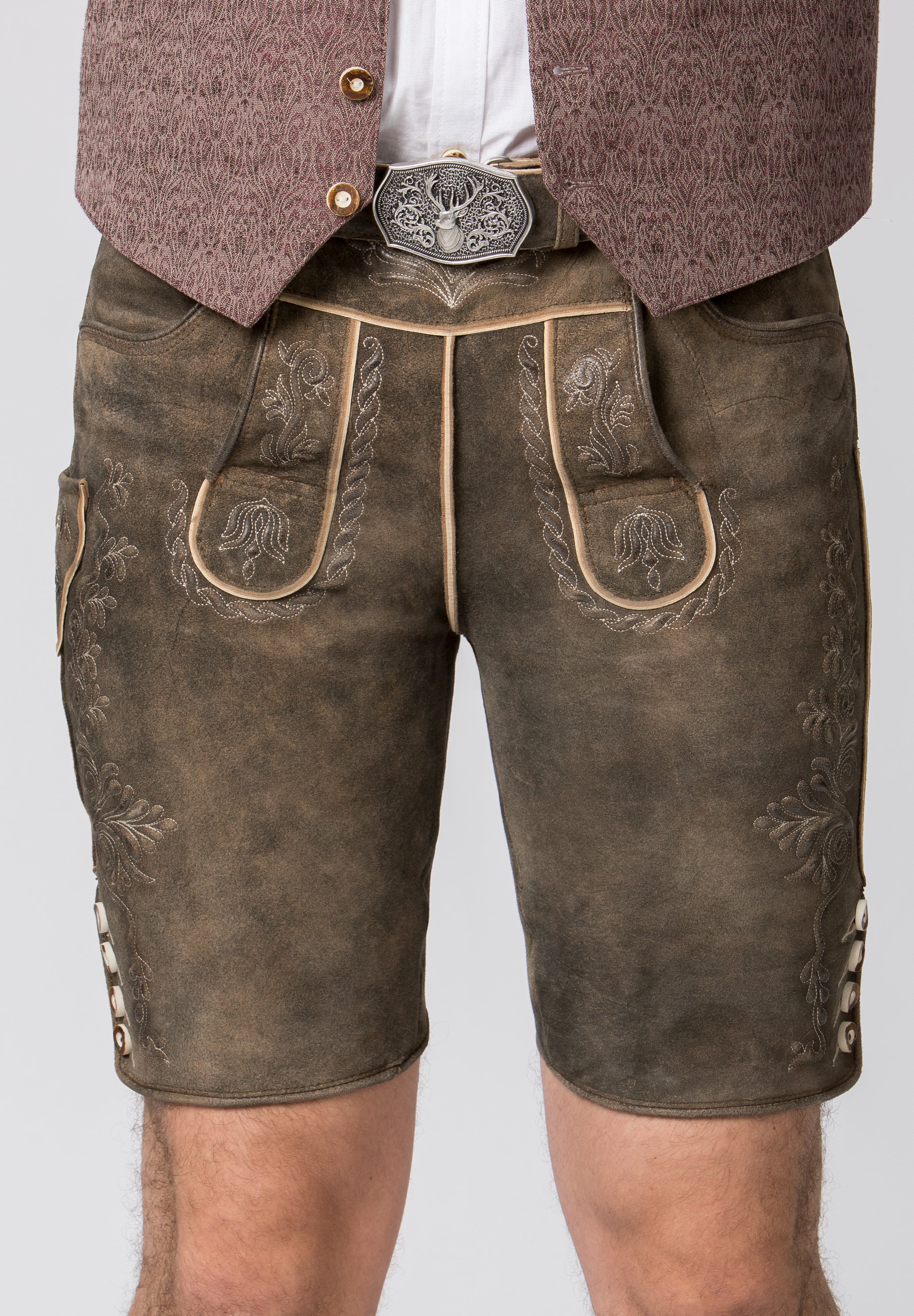 Men's Lederhosen "Oliver" with Belt Pebble Speckled (52) closeout
