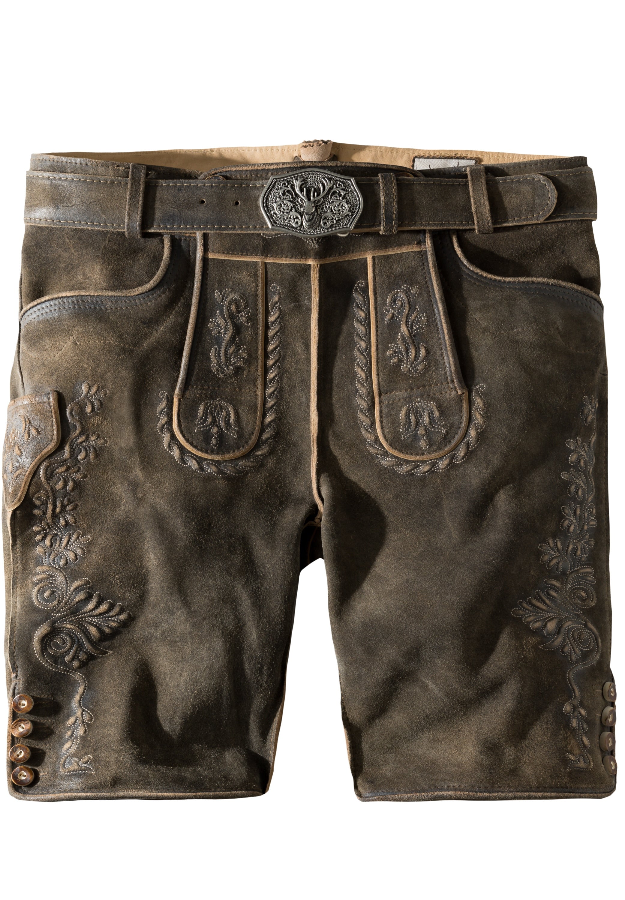 Men's Lederhosen "Oliver" with Belt Pebble Speckled (52) closeout