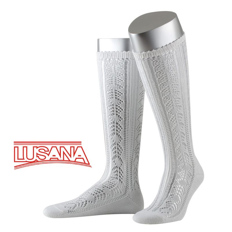 Women's Braided Openwork Traditional Knee Sock "white"
