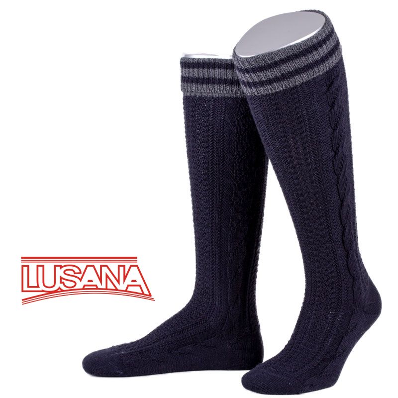 Traditional Costume - Men's Knee-high stockings (Navy/w White Stripes) (12 USA stock)