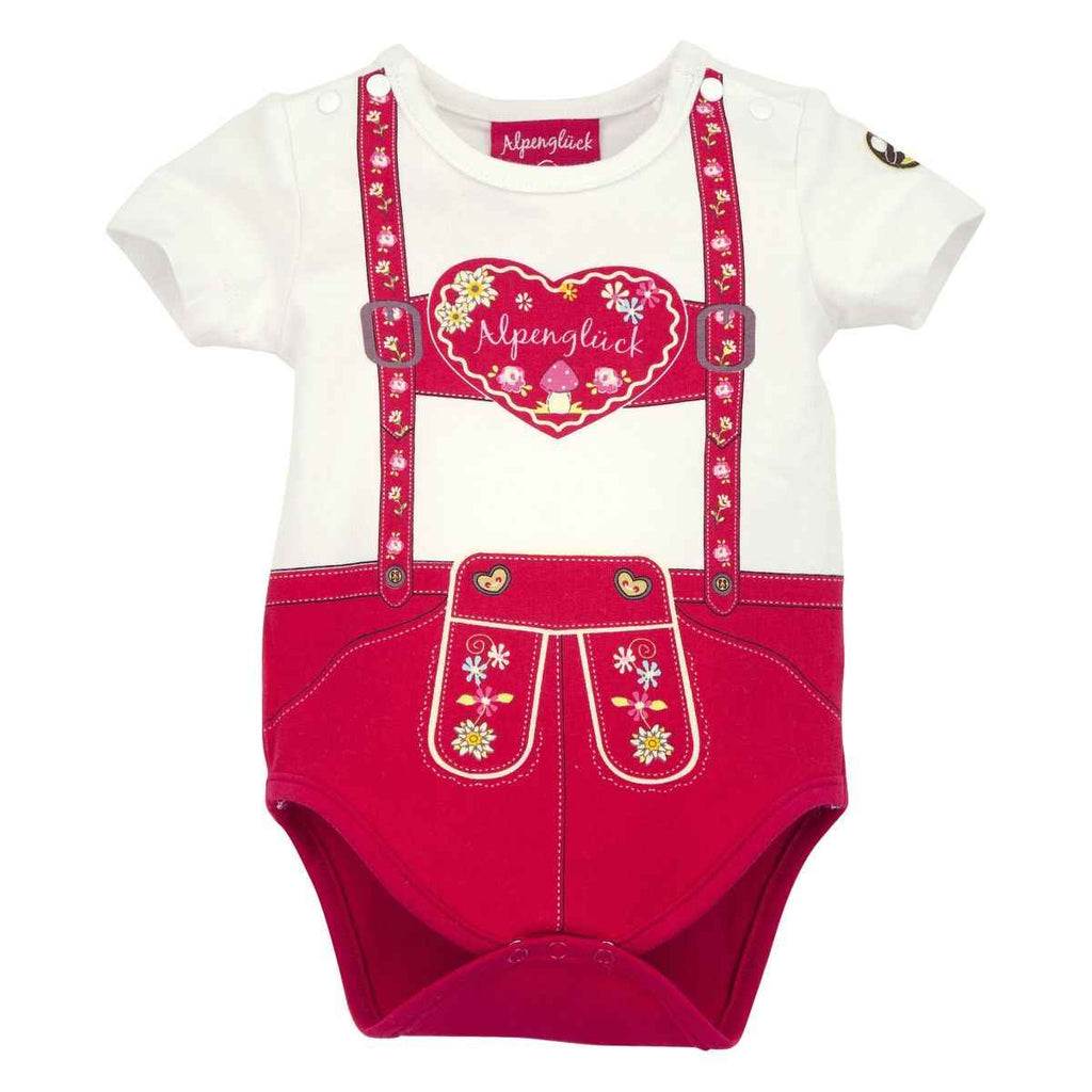 Baby Suspenders Red Heart Onesie