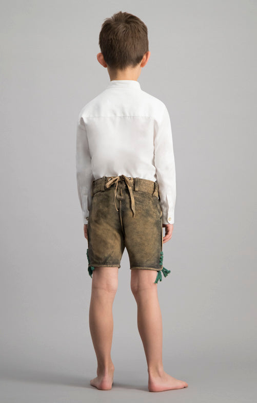 Kids Lederhosen CHARLY Old Tan with H-straps short (discontinued)