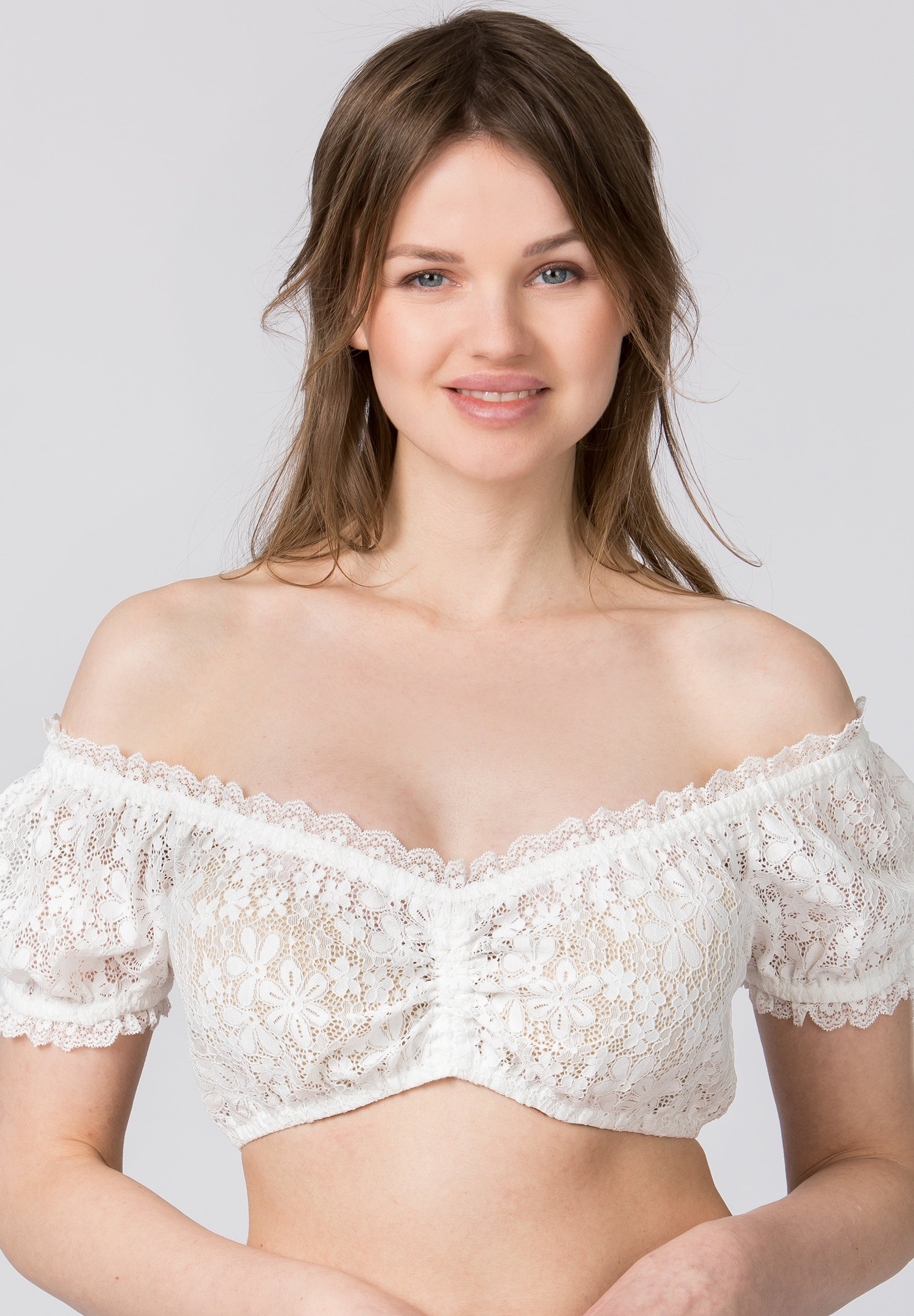 CocoVero Dirndl blouse EMILY made of lace in white