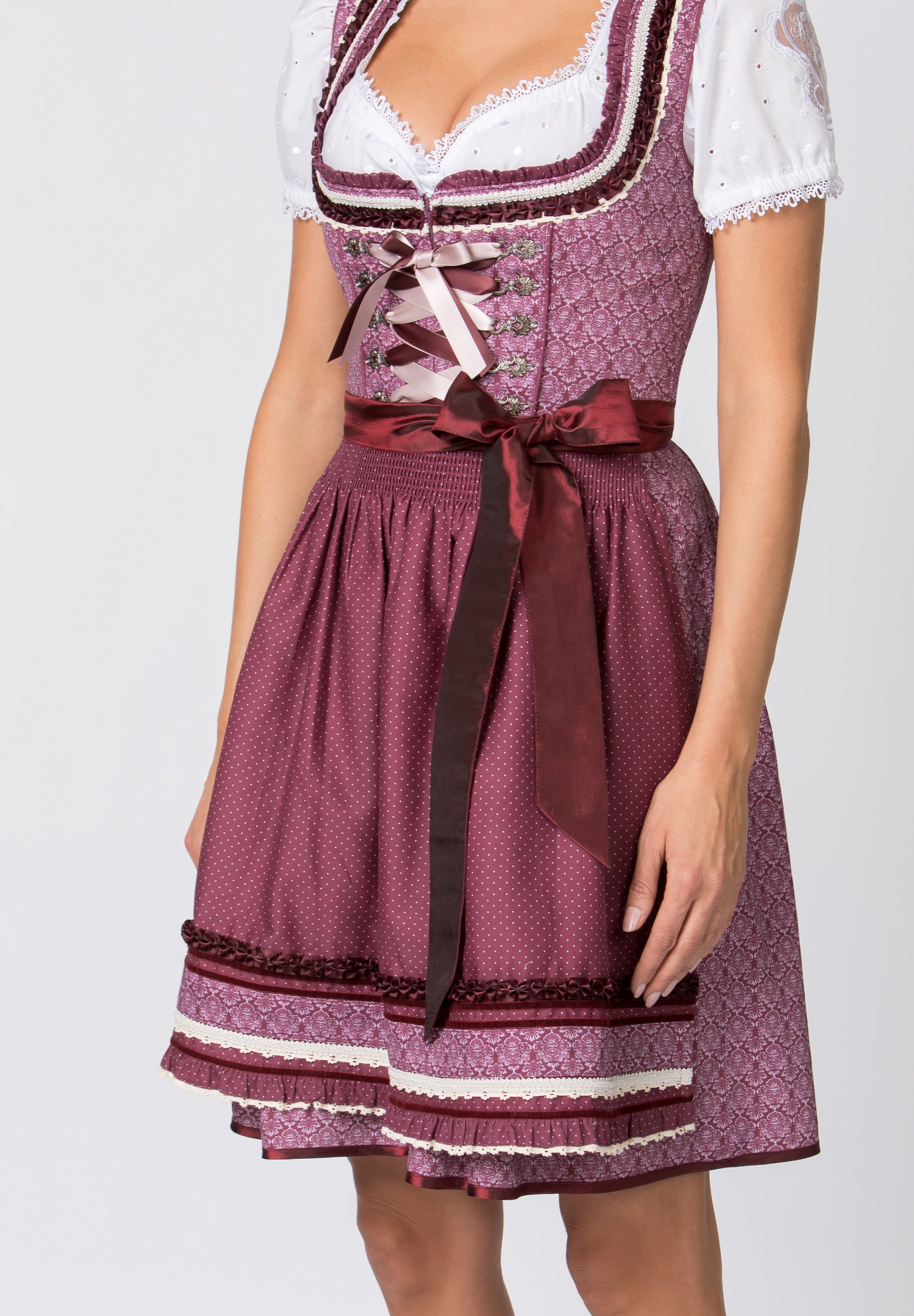 Stockerpoint Mini Dirndl 2pcs. 55cm "Angelica" Bordeaux (34) closeout
