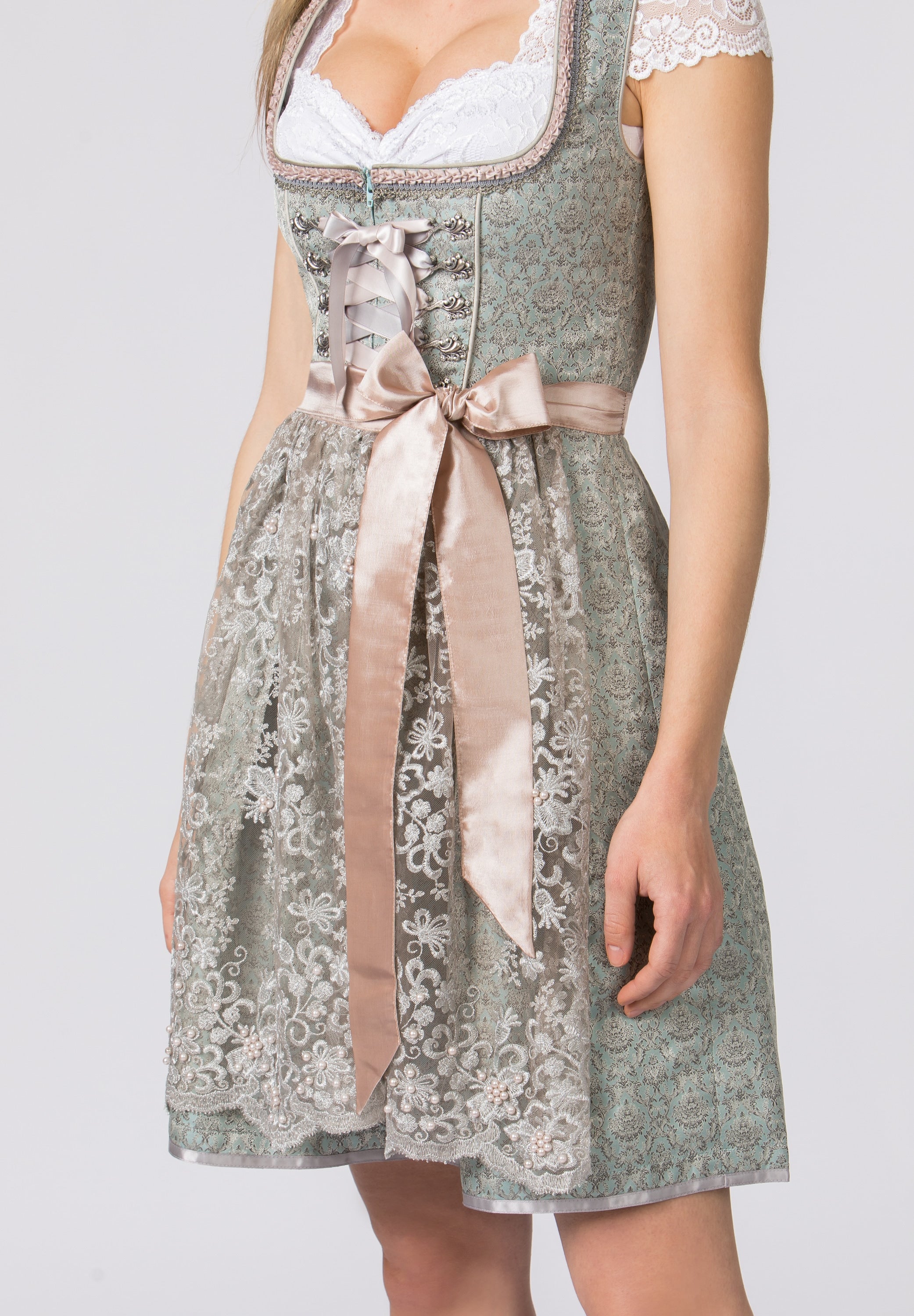 Stockerpoint Mini Dirndl 2pcs. 55cm "Shila" Mint (40) closeout