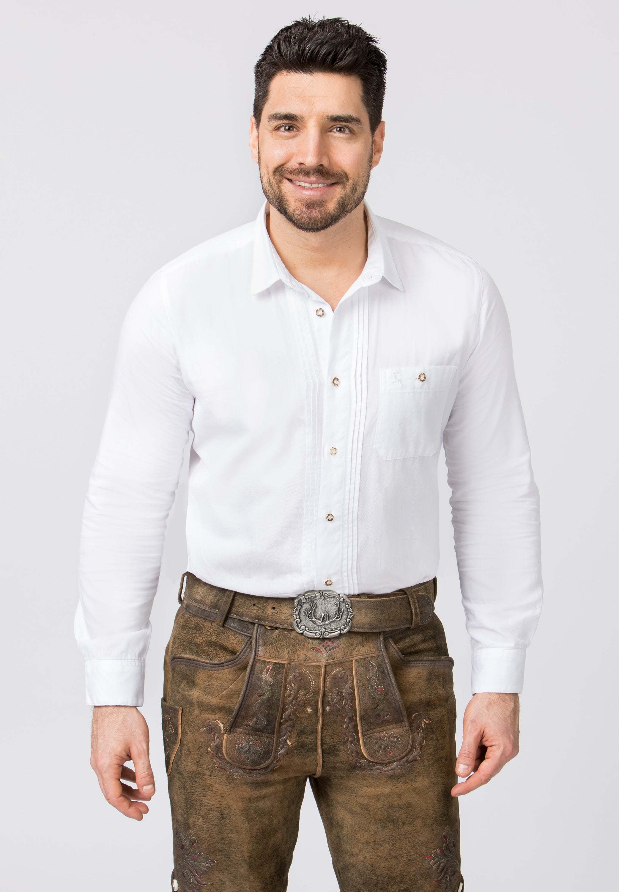 Stockerpoint Traditional Mika2 Weiss long sleeve shirt with Kent collar and horn buttons.