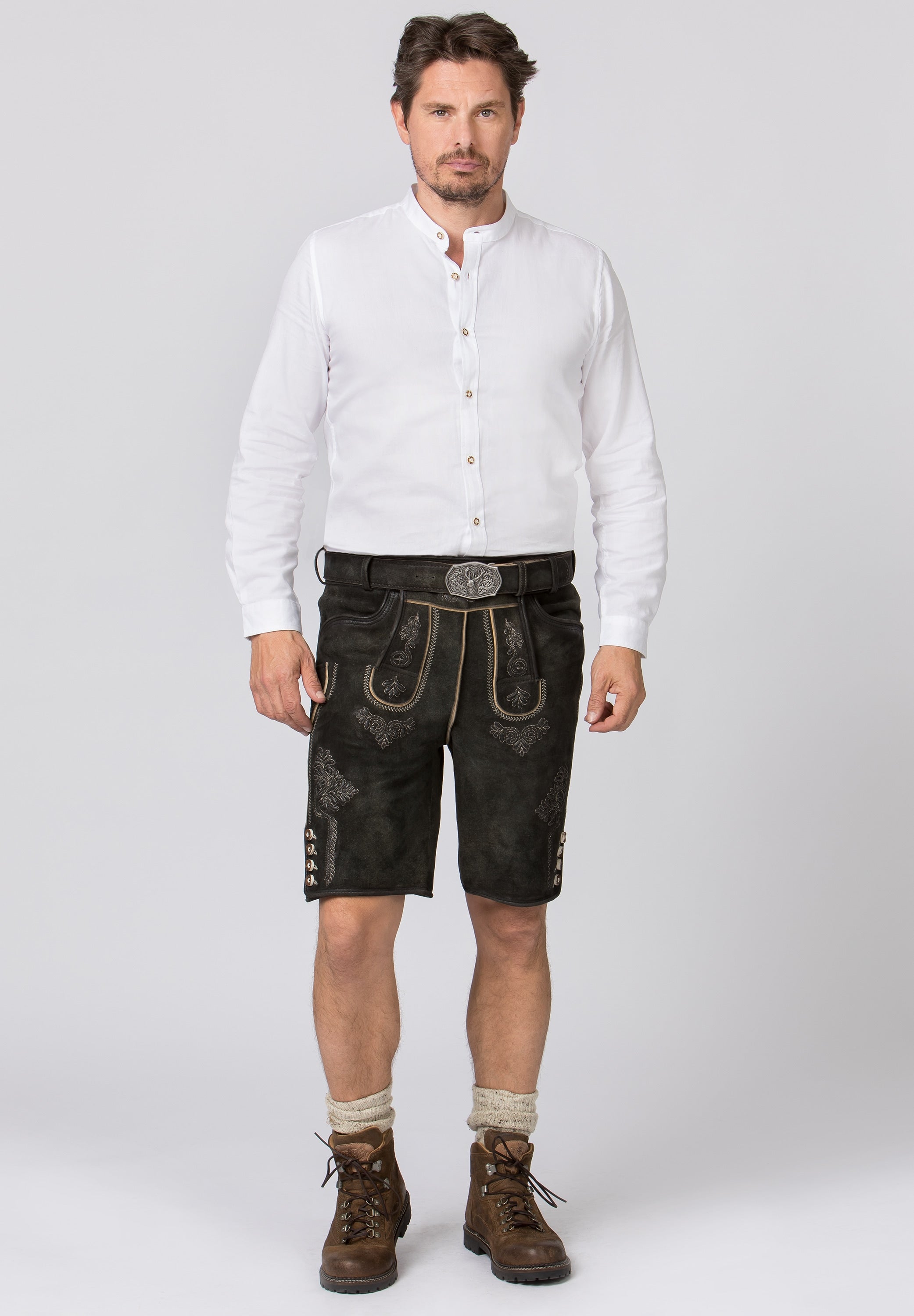Men's Lederhosen "Bertl" Stone with Belt (closeout) 52